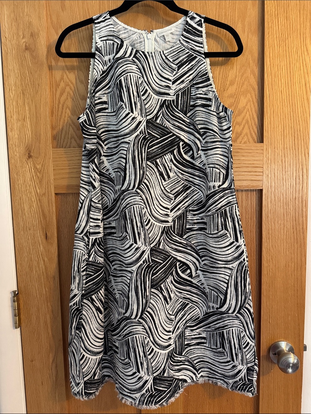 Garnet Hill Linen Women’s Black & White Patterned Sleeveless Dress